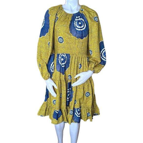 Ulla Johnson Emelyn Cotton Dress Puff Sleeve Bold Print Size 4